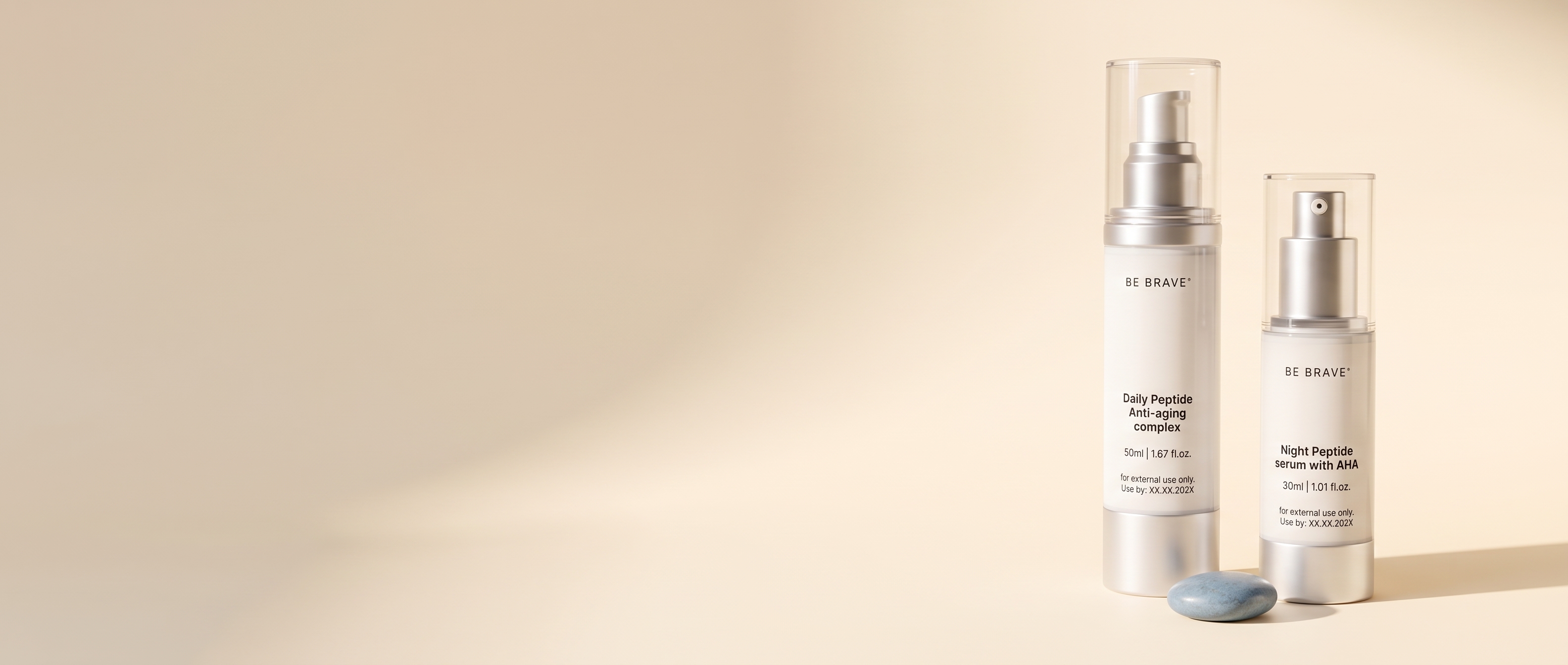 Косметика BE BRAVE BE BEAUTY Avicenna - белый флакон с дозатором и баночка с кремом для ухода за телом и лицом